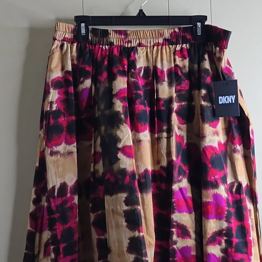 DKNY Women's Leaf Print A-Line Skirt Large - Picture 10 of 16